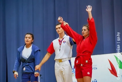 Первую награду высшей пробы во второй день соревнований по самбо на II Играх стран СНГ белорусам принесла Даниэла Ждан 