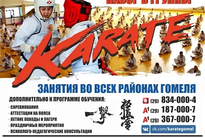 Набор детей и взрослых в группы киокушинкай каратэ в Гомеле