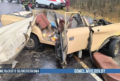 В Житковичском районе в результате лобового столкновения погибли два человека и один пострадал