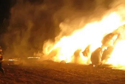 В Рогачевском районе огонь уничтожил 65 тонн соломы