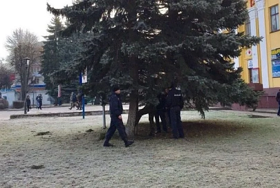 В Барановичах милиционеры, пожарные и медики снимали с елки мужчину