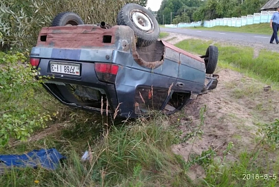 В Чечерском районе пьяный водитель не справился с управлением, съехал в кювет и перевернулся