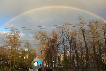 Яркая октябрьская радуга над Гомелем