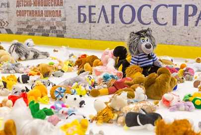 Матч между хоккейными клубами “Гомель” и “Юность” завершился “игрушкопадом”