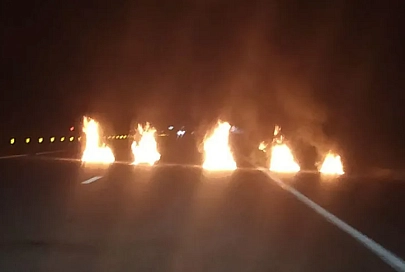 На трассе М1 в Минском районе горели покрышки