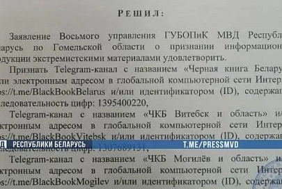 Телеграм-канал «Черная книга Беларуси» и его региональные ответвления признаны экстремистскими